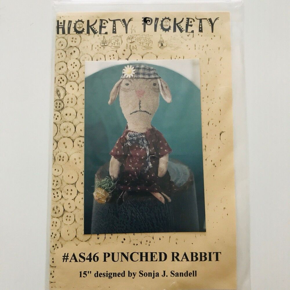 Hickety Pickety Sewing Pattern AS46 PUNCHED RABBIT Soft Doll Primitive Uncut